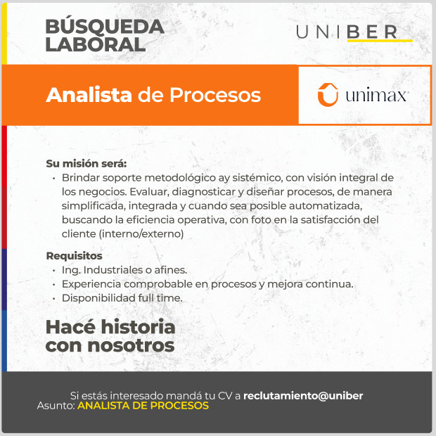 Anlanista de proesos - Unimax